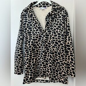 Vintage Y2K Rave Girl Animal Print Blouse,L, Velvet, Retro Style, Made In USA